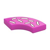 Деталь LEGO Tile 2 x 2 Curved, Macaroni with Donut Sprinkles print, Темно-розовый