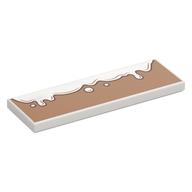 Деталь LEGO Tile 2 x 6 with White Cream on Medium Nougat Background print, Белый