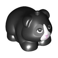 Деталь LEGO Animal, Guinea Pig with White/Dark Bluish Grey Face, Bright Pink Nose print, Черный