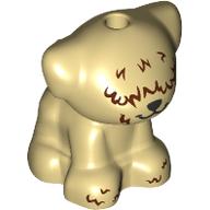 Деталь LEGO Animal, Dog Pup Reddish Brown Fur Over Eyes print, Песочный