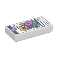 Деталь LEGO Tile 1 x 2 with Flower Bouquet, Text print, Белый