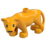 Деталь LEGO Duplo Animal Lion Adult Female with Head turned Left with Black Eyes print, Ярко-светло-оранжевый