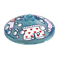 Деталь LEGO Dish 3 x 3 Inverted with Washing Machine Window, Clothes, Bubbles print, Прозрачный светло-голубой