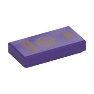 Деталь LEGO Tile 1 x 2 with Gold Ticket, Globe print, Темно-фиолетовый