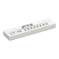 Деталь LEGO Tile 1 x 4 with P1 Symbol, Code print, Белый