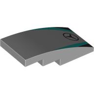 Деталь LEGO Slope Curved 4 x 2 No Studs with Mercedes Logo, Dark Turquoise/Black Stripes print, Светлый сине-серый