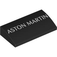 Деталь LEGO Slope Brick Curved 2 x 4 x 2/3 No Studs with White 'ASTON MARTIN' print, Черный