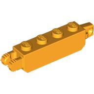 Деталь LEGO Hinge Brick 1 x 4 Locking with 1 Finger Vertical End and 2 Fingers Vertical End with 7 Teeth, Ярко-светло-оранжевый