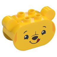 Деталь LEGO Duplo Brick 2 x 4 x 2 Rounded Ends with Ears and Pooh Print, Желтый