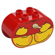 Деталь LEGO Duplo Brick 2 x 4 x 2 Rounded Ends with Winnie the Pooh, Spoon print, Красный