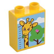 Деталь LEGO Duplo Brick 1 x 2 x 2 with Measuring Tape, Top Half Giraffe, Tree print, Желтый
