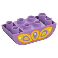 Деталь LEGO Duplo Brick 2 x 4 Curved Bottom with Yellow Butterfly Wing Print, Средне-лавандовый