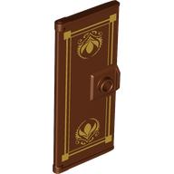 Деталь LEGO Door 3 x 6 with Gold Decorations print, Красно-коричневый