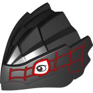 Деталь LEGO Creature Body Part, Dragon Head with White Eyes, Red Webbing print, Черный