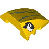 Деталь LEGO Wedge Curved 4 x 3 No Studs with White/Black Eyes, Sand Green Lightning Strikes print, Желтый