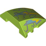 Деталь LEGO Wedge Curved 4 x 3 No Studs with Yellow/Silver Lightning Bolts print, Лайм