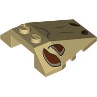 Деталь LEGO Wedge Sloped 4 x 4 Triple, Stud Notches with Dino Skull, Reddish Brown Eye/Nose Holes Print, Песочный