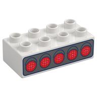 Деталь LEGO Duplo Brick 2 x 4 with 5 Red Lights print, Белый