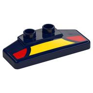 Деталь LEGO Duplo Rear Spoiler 2 x 4 x 1 / 2 with Yellow and Red Panels Print, Темно-синий