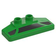 Деталь LEGO Duplo Rear Spoiler 2 x 4 x 1 / 2 with Black Panels Print, Ярко-зеленый