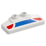 Деталь LEGO Duplo Rear Spoiler 2 x 4 x 1 / 2 with Blue and Red Panels Print, Белый