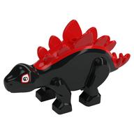 Деталь LEGO Animal, Dinosaur, Stegosaurus Small with Red Spikes, Eyes print, Красный