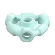 Деталь LEGO Plate Special 1 x 1 with Hole Through Stud, 3 Bars and 3 Bar Holes, Светлый морской волны