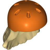 Деталь LEGO Hair and Helmet, Long with Reddish Orange Helmet Pattern, Песочный