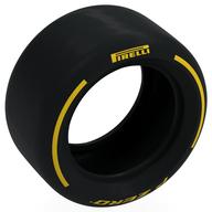 Деталь LEGO Tyre 81.6 x 44 Slick with Yellow 'PIRELLI', 'P ZERO' print, Черный