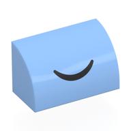 Деталь LEGO Brick Curved 1 x 2 x 1 No Studs with Black Smile print, Ярко-светло-голубой