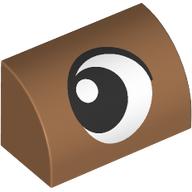 Деталь LEGO Brick Curved 1 x 2 x 1 No Studs with Eye, Looking Left print, Средне-темный телесный