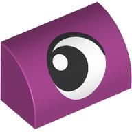 Деталь LEGO Brick Curved 1 x 2 x 1 No Studs with Eye, Looking Left print, Пурпурный