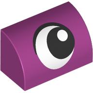 Деталь LEGO Brick Curved 1 x 2 x 1 No Studs with Eye, Looking Right print, Пурпурный