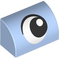 Деталь LEGO Brick Curved 1 x 2 x 1 No Studs with Eye, Looking Right print, Ярко-светло-голубой