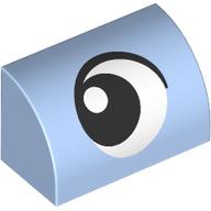 Деталь LEGO Brick Curved 1 x 2 x 1 No Studs with Eye, Looking Left print, Ярко-светло-голубой