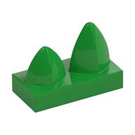 Деталь LEGO Plate 1 x 2 Special with Two Vertical Teeth, Ярко-зеленый