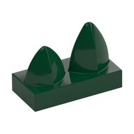 Деталь LEGO Plate 1 x 2 Special with Two Vertical Teeth, Темно-зеленый