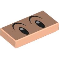 Деталь LEGO Tile 1 x 2 with Black Eyes, Eyebrows, White Pupils print, Светлый телесный
