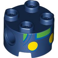 Деталь LEGO Brick Round 2 x 2 with Pin Holes with Baby Luigi Torso, Lime Shirt, Yellow Buttons print, Темно-синий