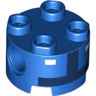 Деталь LEGO Brick Round 2 x 2 with Pin Holes with Dark Blue Toad Pit Crew Torso, White Buttons print, Голубой