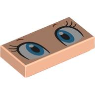 Деталь LEGO Tile 1 x 2 with White/Azure Eyes, Black Eyelashes print, Светлый телесный