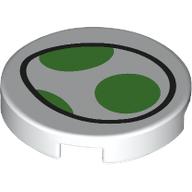 Деталь LEGO Tile Round 2 x 2 with Yoshi Egg print, Белый