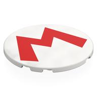 Деталь LEGO Tile Round 6 x 6 with Red 'M' print, Белый
