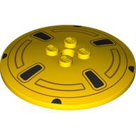 Деталь LEGO Dish 6 x 6 Inverted (Radar) with Wheel Rim, 4 Black Spokes print, Желтый