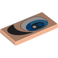 Деталь LEGO Tile 2 x 4 with Eye, Azure Iris, Black Pupil, Black Eyebrow (Left) print, Светлый телесный