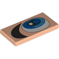 Деталь LEGO Tile 2 x 4 with Eye, Azure Iris, Black Pupil, Black Eyebrow (Right) print, Светлый телесный