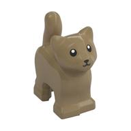 Деталь LEGO Animal, Cat, Kitten, Short Tail, Black Eyes and Nose Print, Темно-песочный
