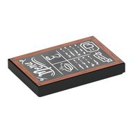 Деталь LEGO Tile 2 x 3 with Black Chalkboard, Reddish Brown Wooden Frame, 'Menu', Soup, Challis print, Черный