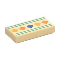 Деталь LEGO Tile 1 x 2 with Blue/Orange/Bright Light Orange Squares print, Песочный