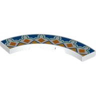 Деталь LEGO Tile 4 x 4 Curved, Macaroni with Floor Tile Decoration, Blue Stars, Bright Light Orange Squares/Triangles print, Белый